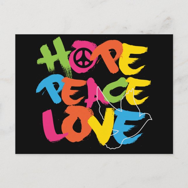 Hope Peace Love Postcard (Front)