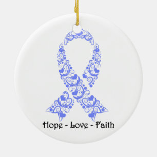 Hope Periwinkle Awareness Ribbon Ceramic Tree Decoration