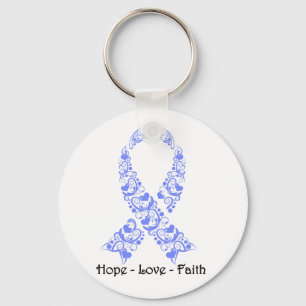 Hope Periwinkle Awareness Ribbon Key Ring