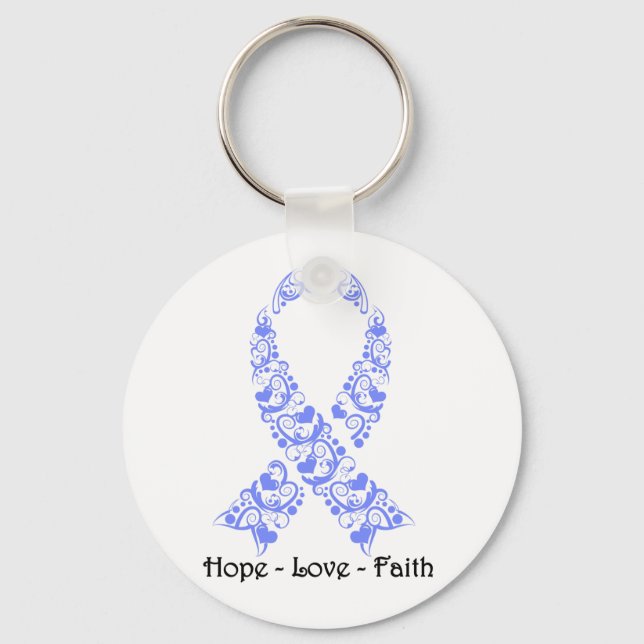 Hope Periwinkle Awareness Ribbon Key Ring (Front)