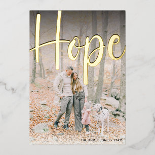 'Hope' Photo Christmas Gold Foil Holiday Card