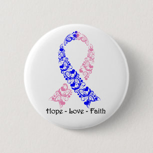 Hope Pink and Blue Awareness Ribbon 6 Cm Round Badge