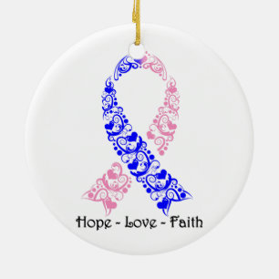 Hope Pink and Blue Awareness Ribbon Ceramic Tree Decoration