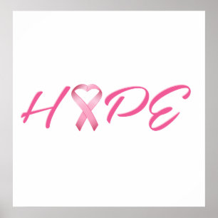 Hope Pink Cancer Ribbon 2 Poster