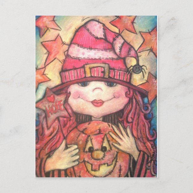 Hope Pink Halloween Witch Postcard (Front)