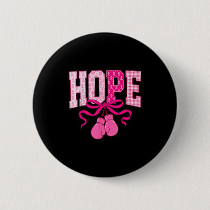 Hope Pink Ribbon Boxing Gloves Pink Breast Cancer 6 Cm Round Badge