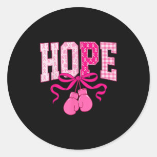 Hope Pink Ribbon Boxing Gloves Pink Breast Cancer Classic Round Sticker