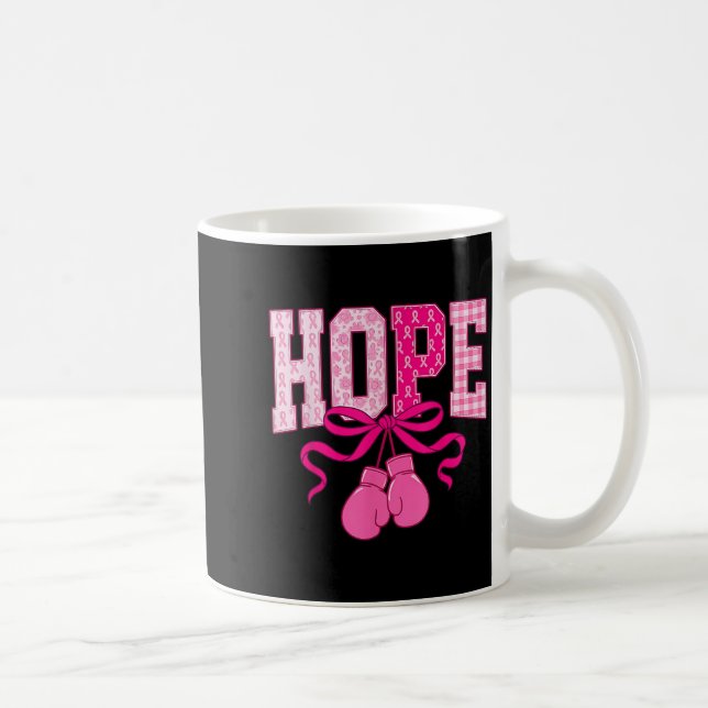 Hope Pink Ribbon Boxing Gloves Pink Breast Cancer  Coffee Mug (Right)