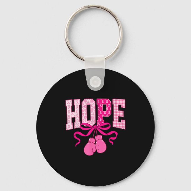 Hope Pink Ribbon Boxing Gloves Pink Breast Cancer  Key Ring (Front)