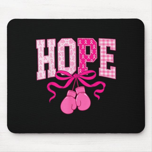 Hope Pink Ribbon Boxing Gloves Pink Breast Cancer  Mouse Mat (Front)