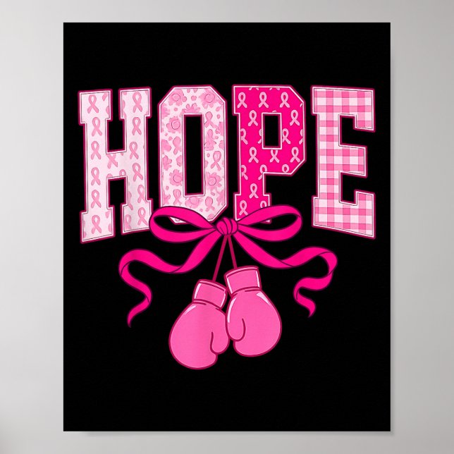 Hope Pink Ribbon Boxing Gloves Pink Breast Cancer  Poster (Front)
