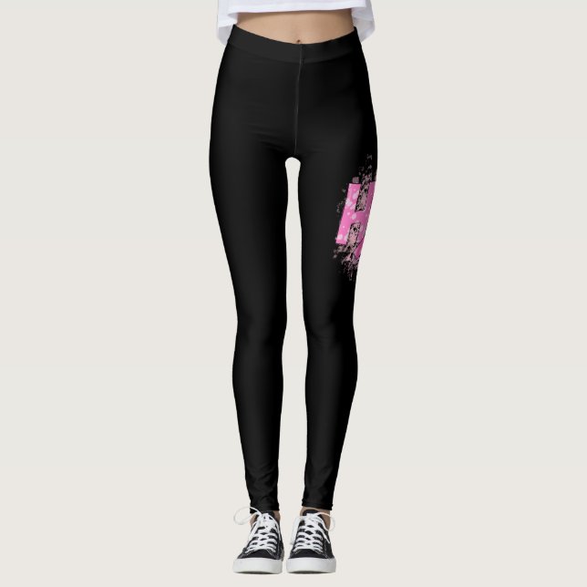 Hope Pink Ribbon Breast Cancer Awareness (3) Leggings (Front)