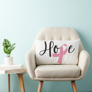 Hope Pink Ribbon Breast Cancer Awareness Lumbar Cushion