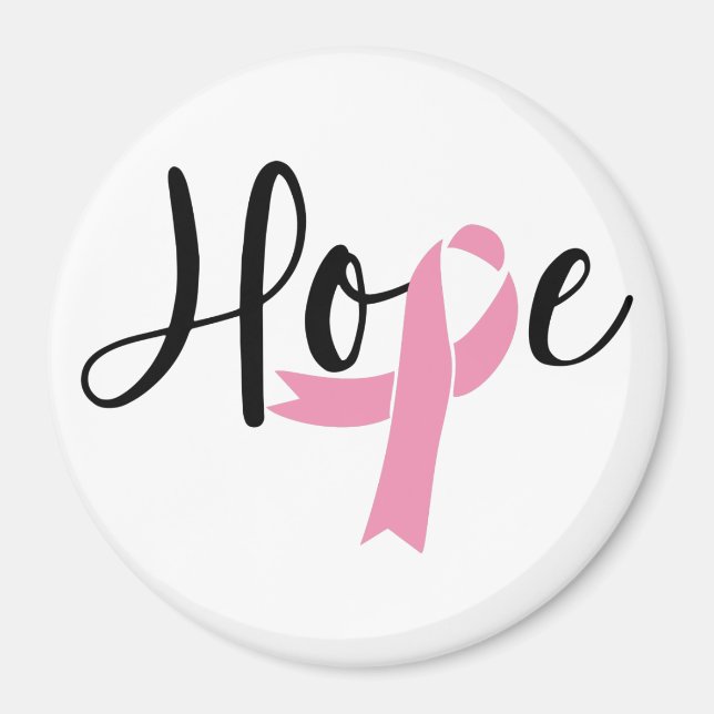 Hope Pink Ribbon Breast Cancer Awareness Magnet (Front)
