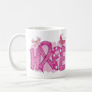HOPE Pink Ribbon Butterfly Warrior Breast Cancer Coffee Mug