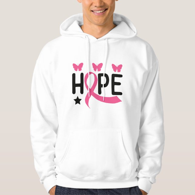 Hope Pink Ribbon Fighter Survivor Breast Cancer  H Hoodie (Front)