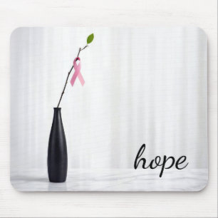 Hope Pink Ribbon on a Twig Mouse Mat