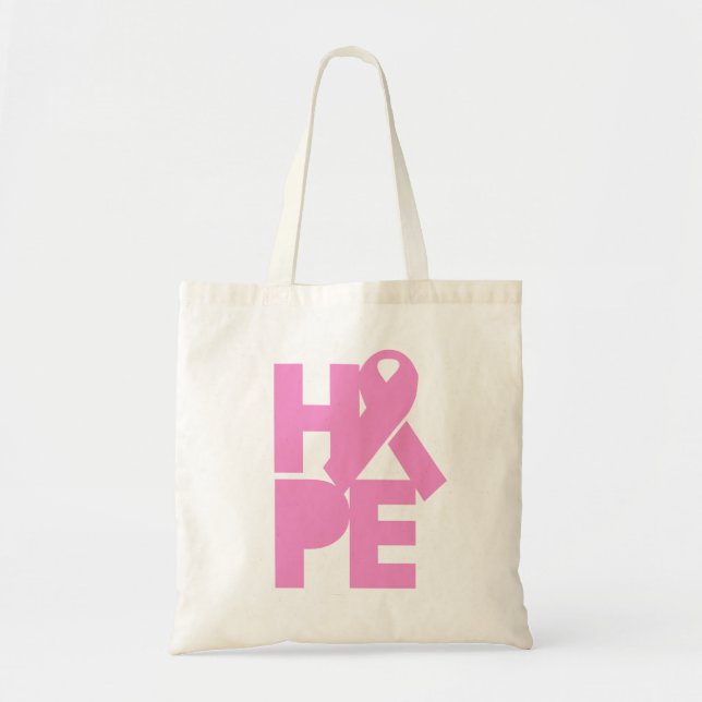 Hope Pink Ribbon Tote Bag (Front)