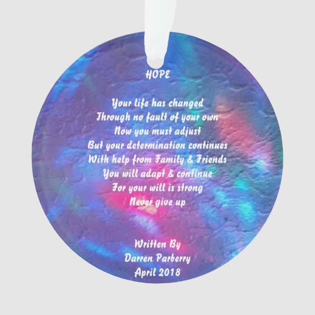 "Hope" poem - Acrylic Ornament (Front)