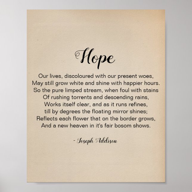 Hope Poem by Joseph Addison Vintage Poster (Front)