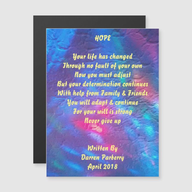 "Hope" poem - Magnetic Card (Front/Back)