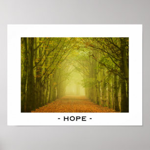 Hope poster with light at the end of a tunnel