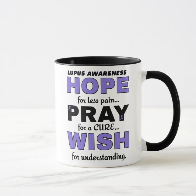 Hope Pray Wish...Lupus Two-Tone Coffee Mug (Right)
