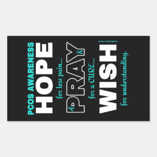Hope Pray Wish...PCOS  Rectangular Sticker