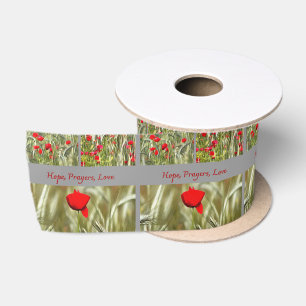 Hope Prayers Love Bereavement Card With Poppy Satin Ribbon