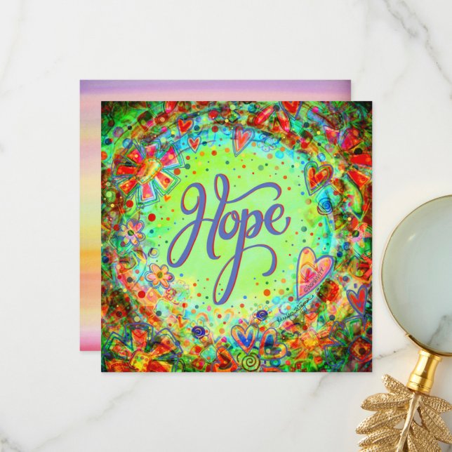 Hope Pretty Boho Encouragement Inspirational Thank You Card (Front/Back In Situ)