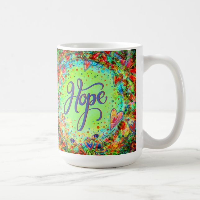 Hope Pretty Floral Whimsical Inspirational Green Coffee Mug (Right)