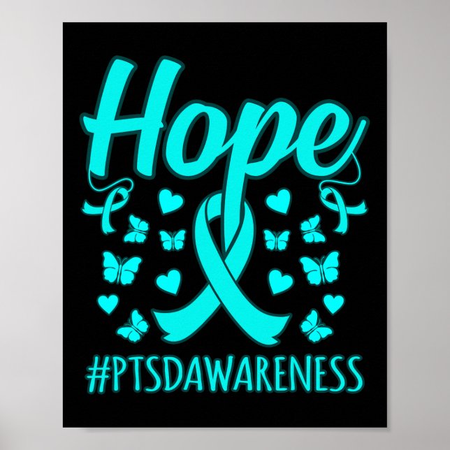 Hope Ptsd Stress Awareness Ribbon Support Graphic  Poster (Front)
