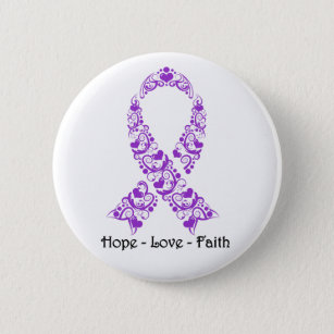 Hope Purple Awareness Ribbon 6 Cm Round Badge