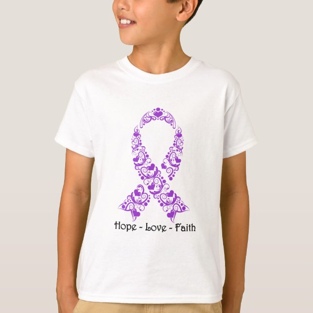 Hope Purple Awareness Ribbon T-Shirt (Front)