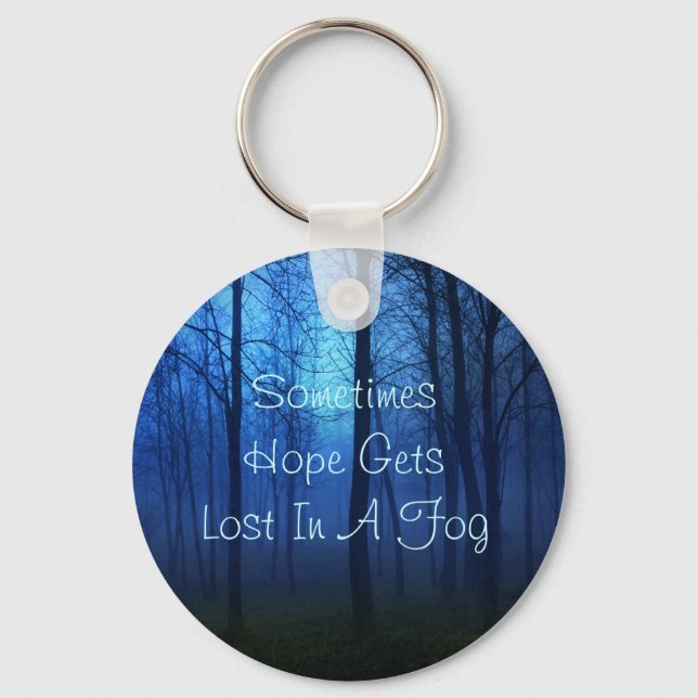 Hope quote life forest fog background  key ring (Front)