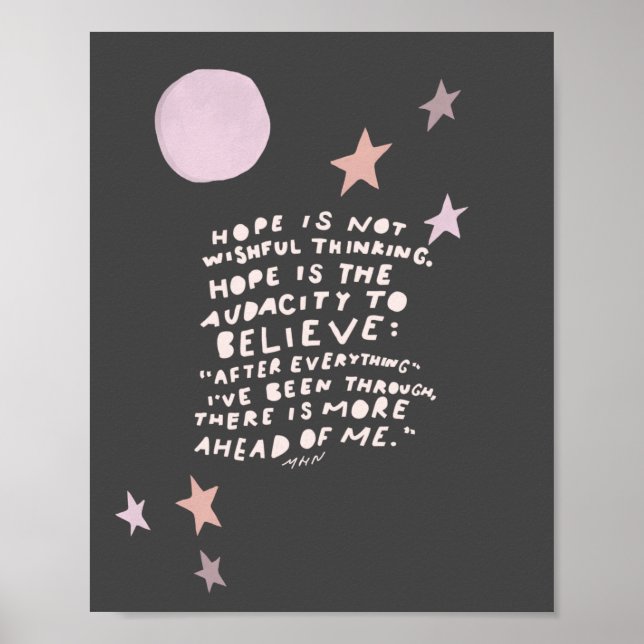 Hope quote - purple and pink moon and stars poster (Front)