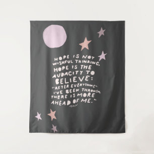 Hope quote - purple and pink moon and stars tapestry