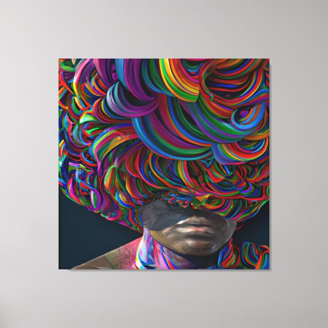 Hope Rainbow Hair Black Melanin Afro Queen Crown Canvas Print (Front)
