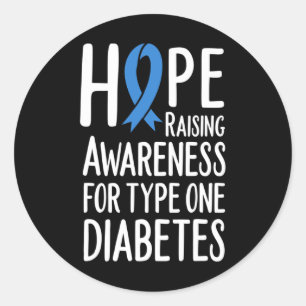 Hope Raising Awareness For Type One Diabetes Type1 Classic Round Sticker