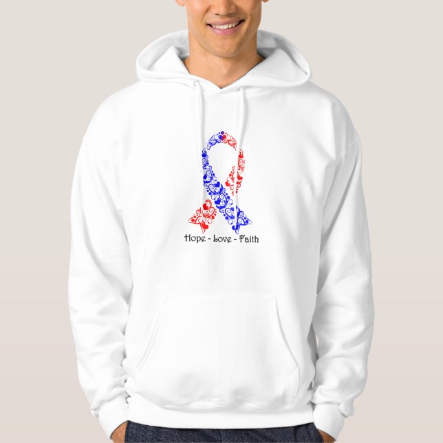 Hope Red and Blue Awareness Ribbon Hoodie (Front)