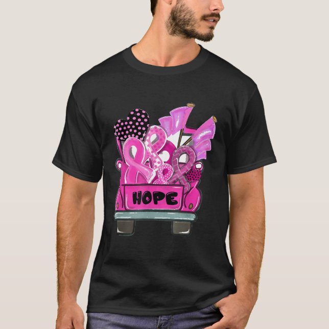 Hope Ribbon Truck Breast Cancer Awareness GIfts T- T-Shirt (Front)