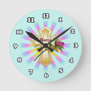 Hope Rose Christian Cross clock