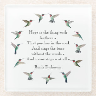 "Hope" Ruby-throated Hummingbirds Glass Coaster
