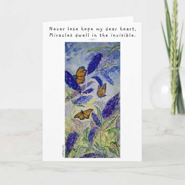 Hope Rumi Quote Butterfly Art Greeting Card (Front)