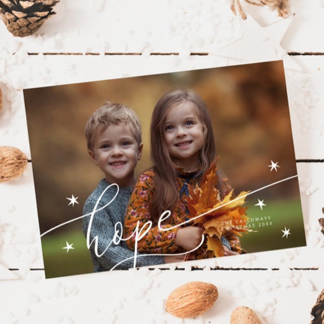 Hope Script Christmas Photo Holiday Card (Creator Uploaded)