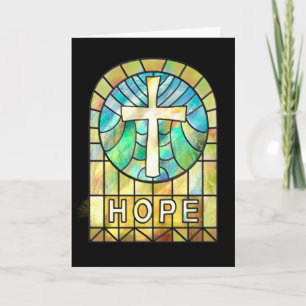 HOPE Stained Glass Window with Cross  Card
