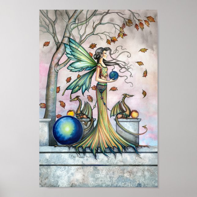 Hope Stones Fairy Dragon Fantasy Art Poster Print (Front)