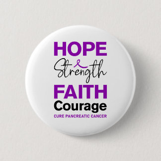 Hope Strength Faith Cure Purple Pancreatic Cancer 6 Cm Round Badge