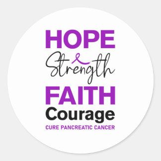 Hope Strength Faith Cure Purple Pancreatic Cancer Classic Round Sticker