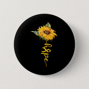 Hope Sunflower Yellow Ribbon Childhood Cancer Awar 6 Cm Round Badge